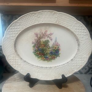 VERY RARE- THE LIMOGES CHINA CO. 22K GOLD TRIM PLATTER- OVAL-USA SEBRING, OH